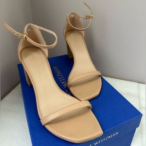 Stuart Weitzman Amelina Block Heel-Nude